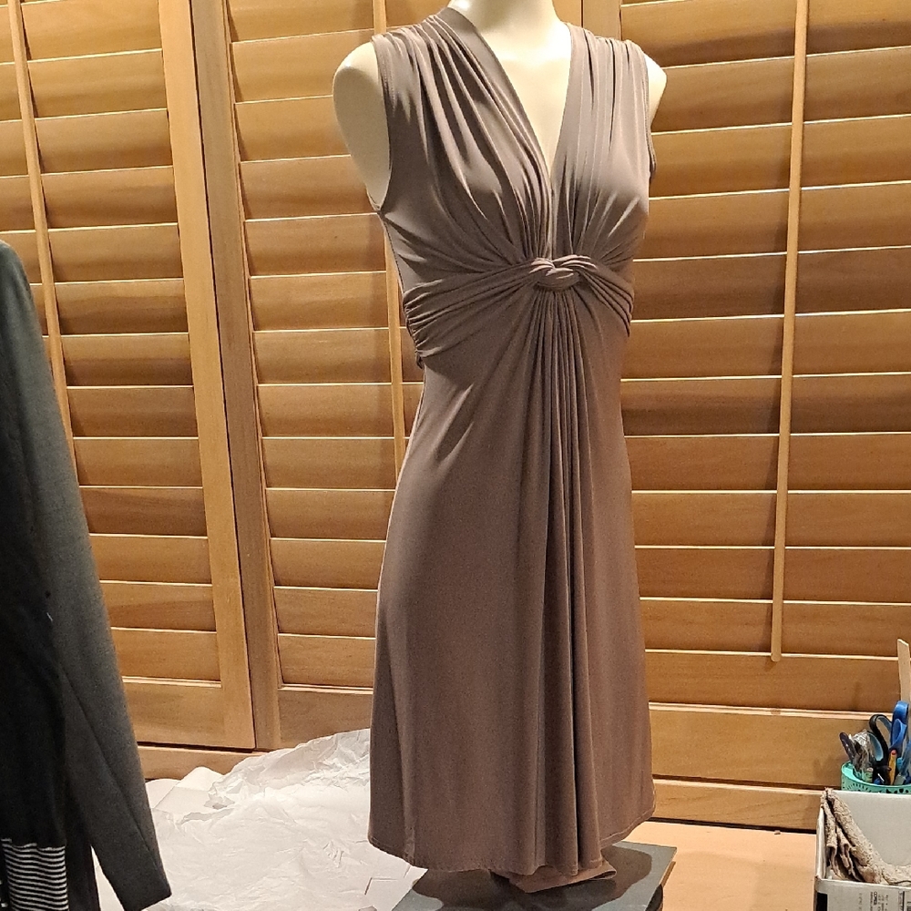 NWOT Empire Waist Sleeveless Knit Taupe Brown Dress